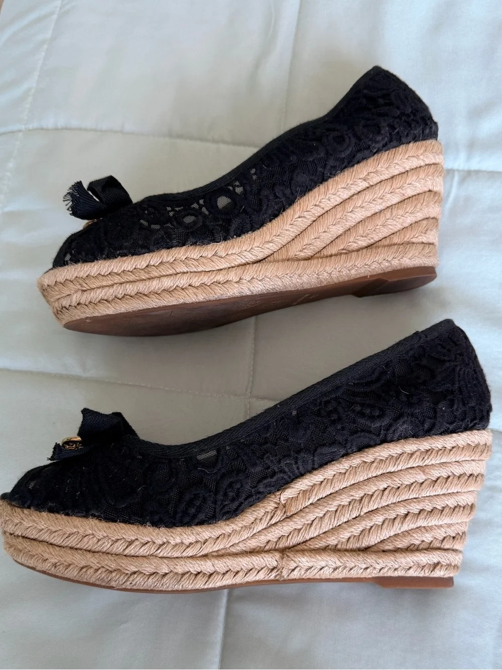 Tory Burch Espadrille Wedge Sandal in Black